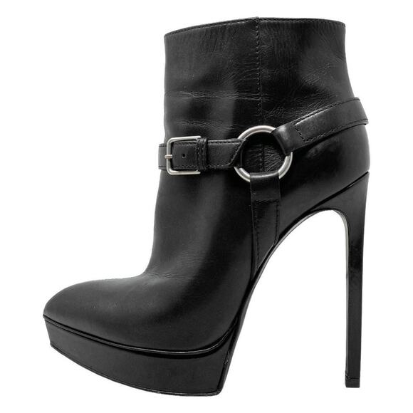 Saint Laurent Janis 120 Harness Platform Leather Boots Black Size 36 - Picture 1 of 8